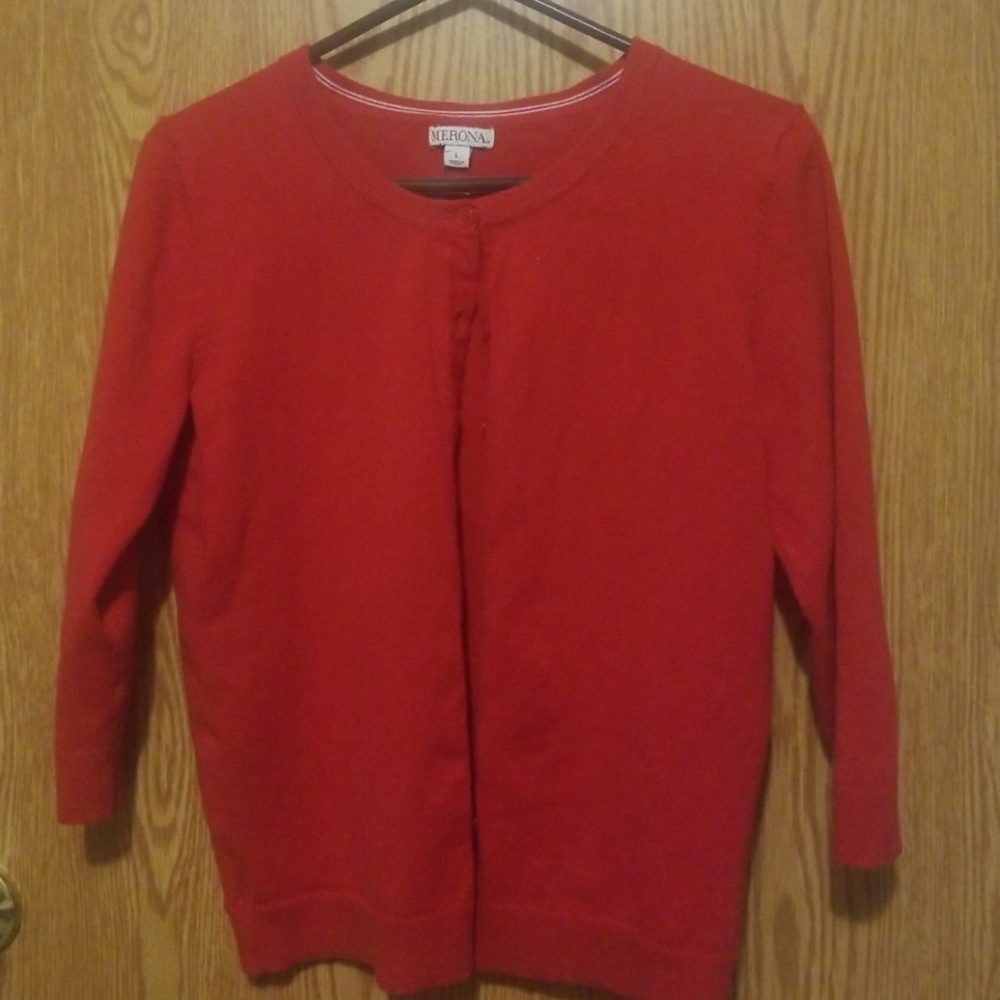 Red cardigan